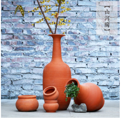 四川紅陶 紅陶組合 中式廠家直銷 園林陶罐組合